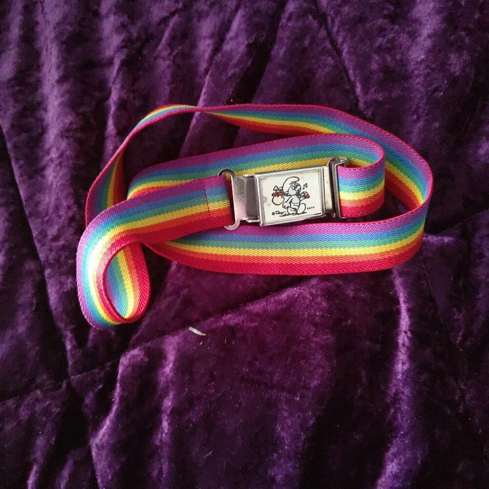 Vintage Smurf Kids Magnetic Rainbow Belt, elastic and adjustable